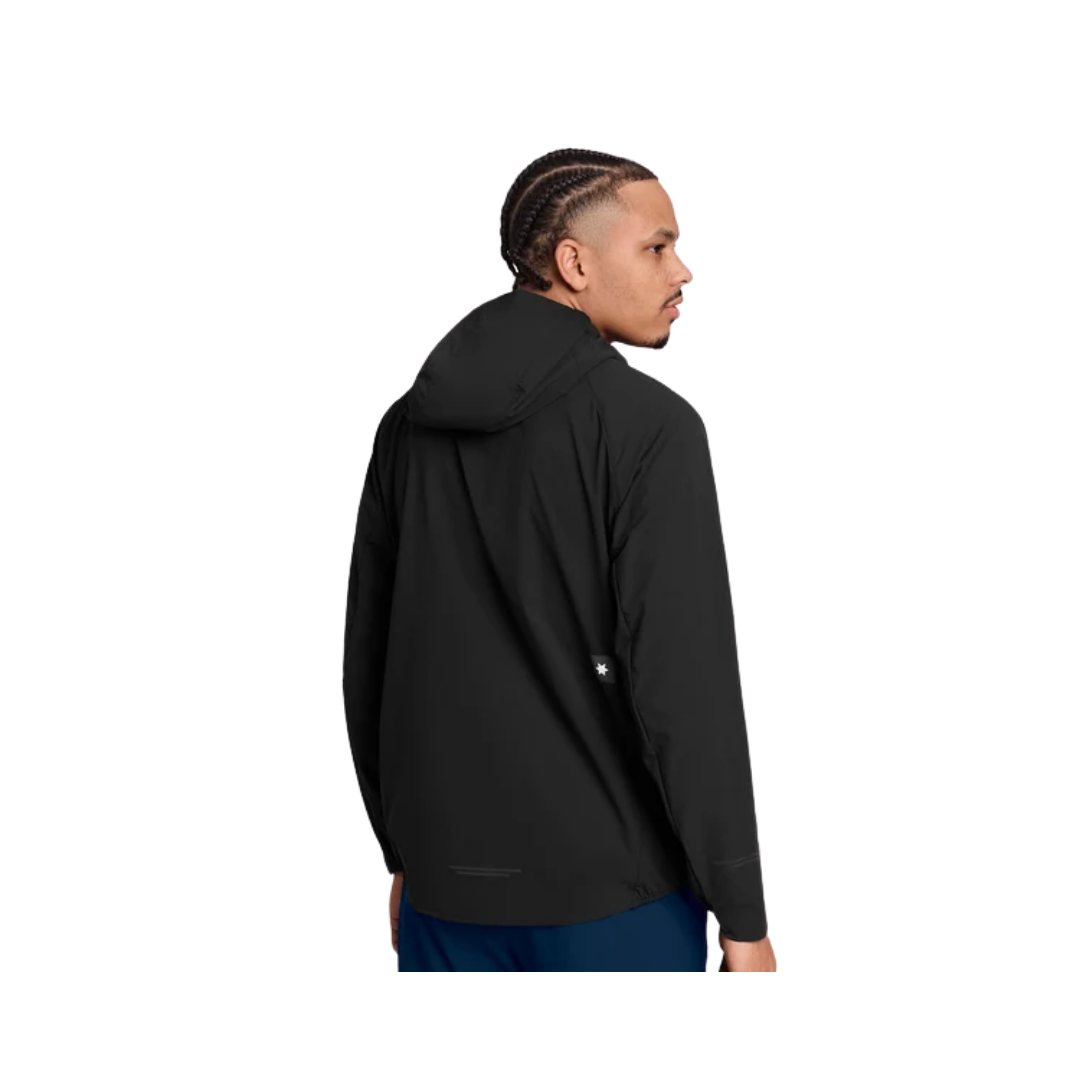 SAYSKY Clean Pace Flex Hooded Jacket in Black with adjustable hood and reflective details