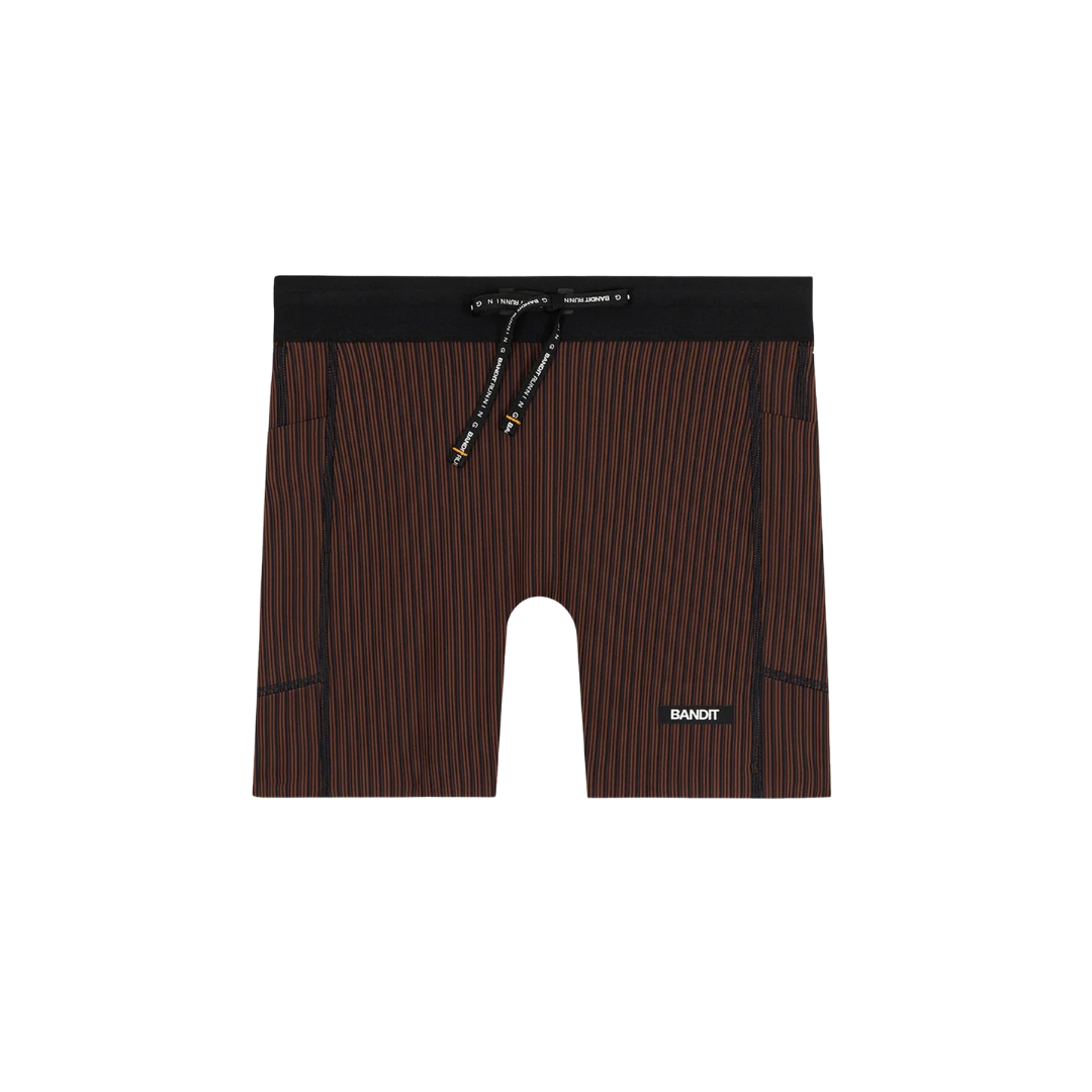 Bandit Women's Striped Cadence™ 5" Compression Shorts in Mahogany and Black