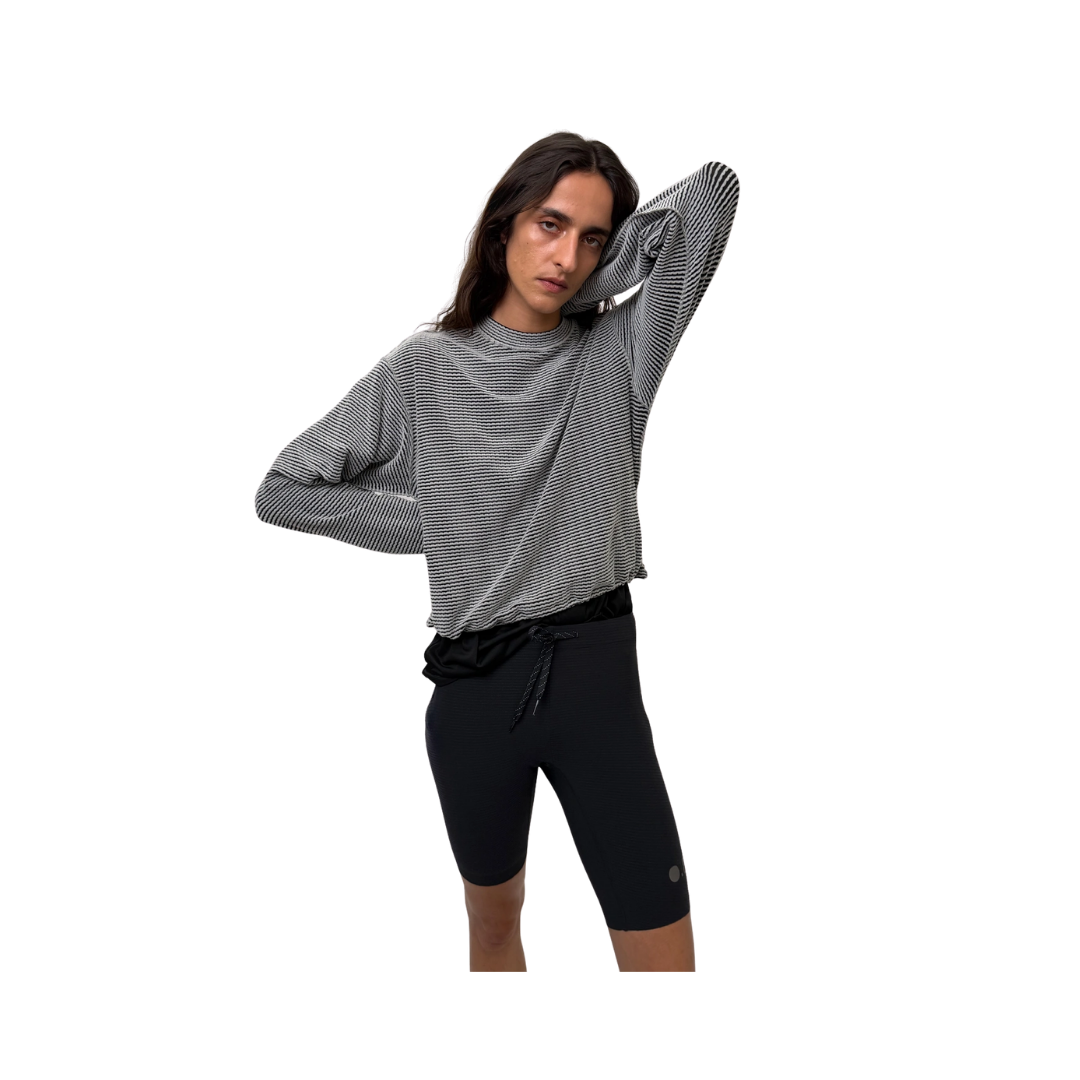 Optimistic Runners Cropped Warm Longsleeve in Light Grey for running and layering