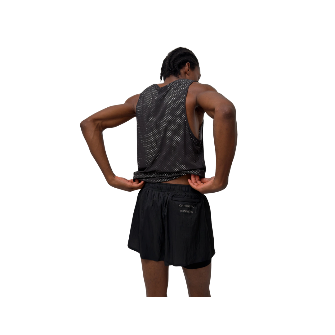 Optimistic Runners Layered Shorts AW26 in Black for running and training