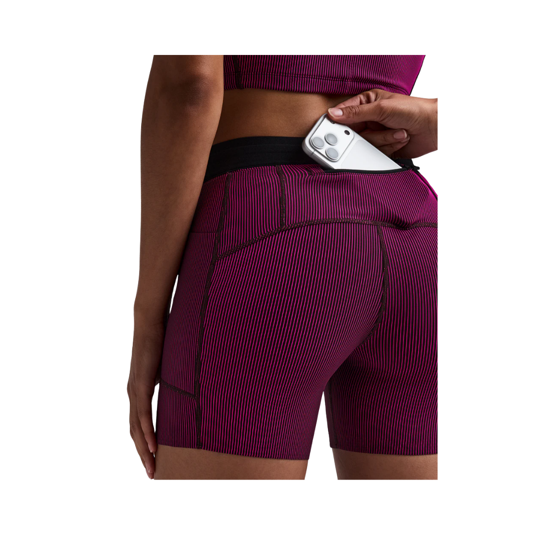 Bandit Women's Striped Cadence™ 5" Compression Shorts in Espresso and Azalea
