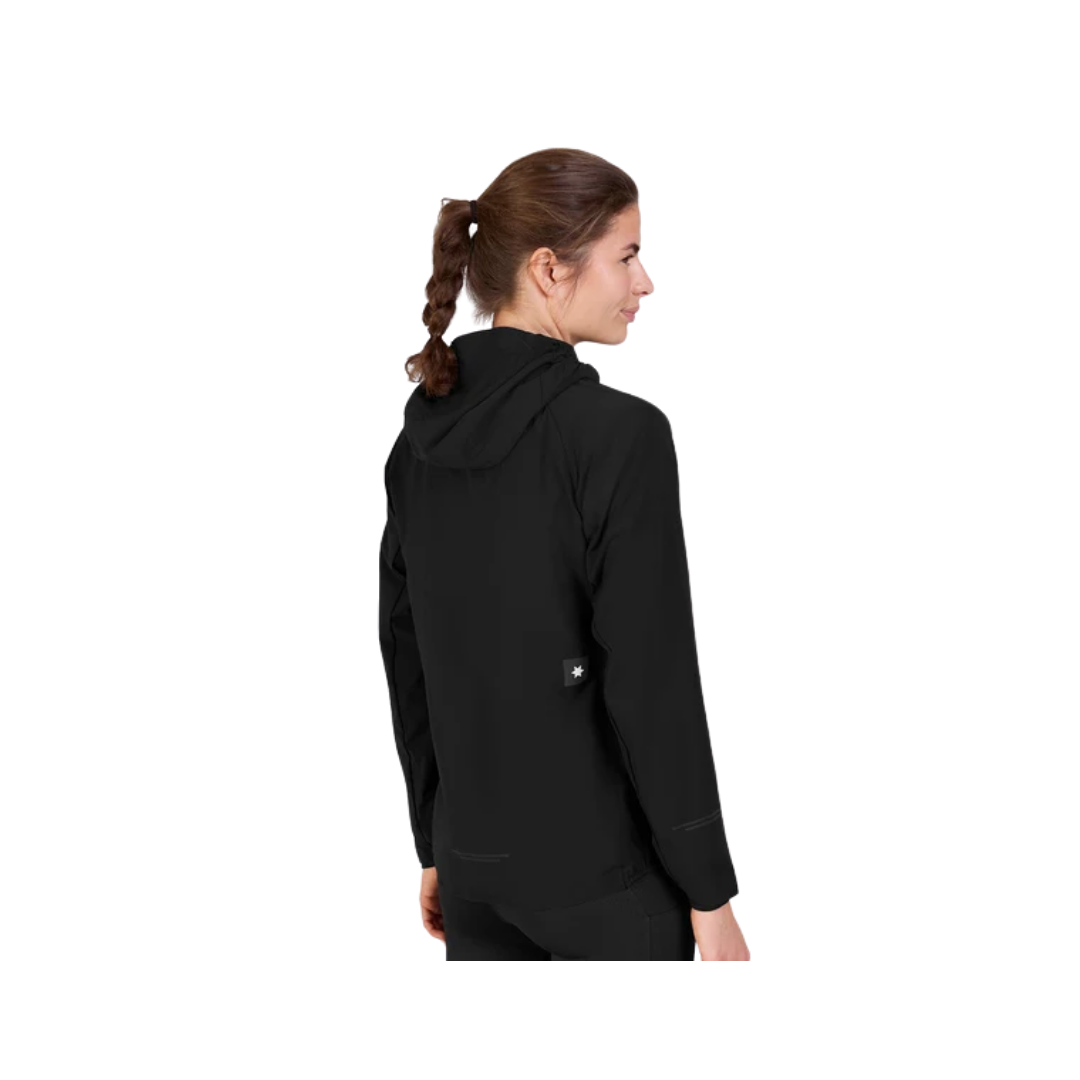 SAYSKY Clean Pace Flex Hooded Jacket in Black with adjustable hood and reflective details