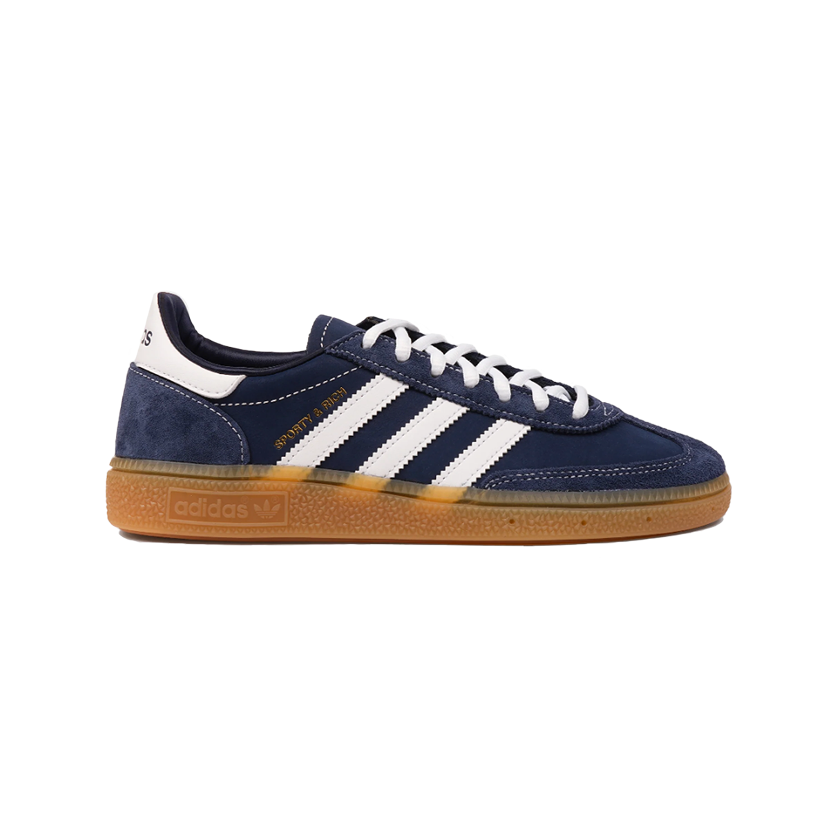 Adidas Handball Spezial Sporty & Rich Night Indigo – retro Adidas sneakers, Sporty & Rich collaboration, night indigo suede upper, vintage handball-style shoes