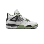 Air Jordan 4 Retro Seafoam – unisex high-top sneakers featuring light seafoam green and white leather upper, mesh side panels, visible Air-Sole unit, classic Jordan 4 silhouette with tonal midsole, iconic Jumpman branding on tongue and heel, stylish streetwear and basketball shoe
