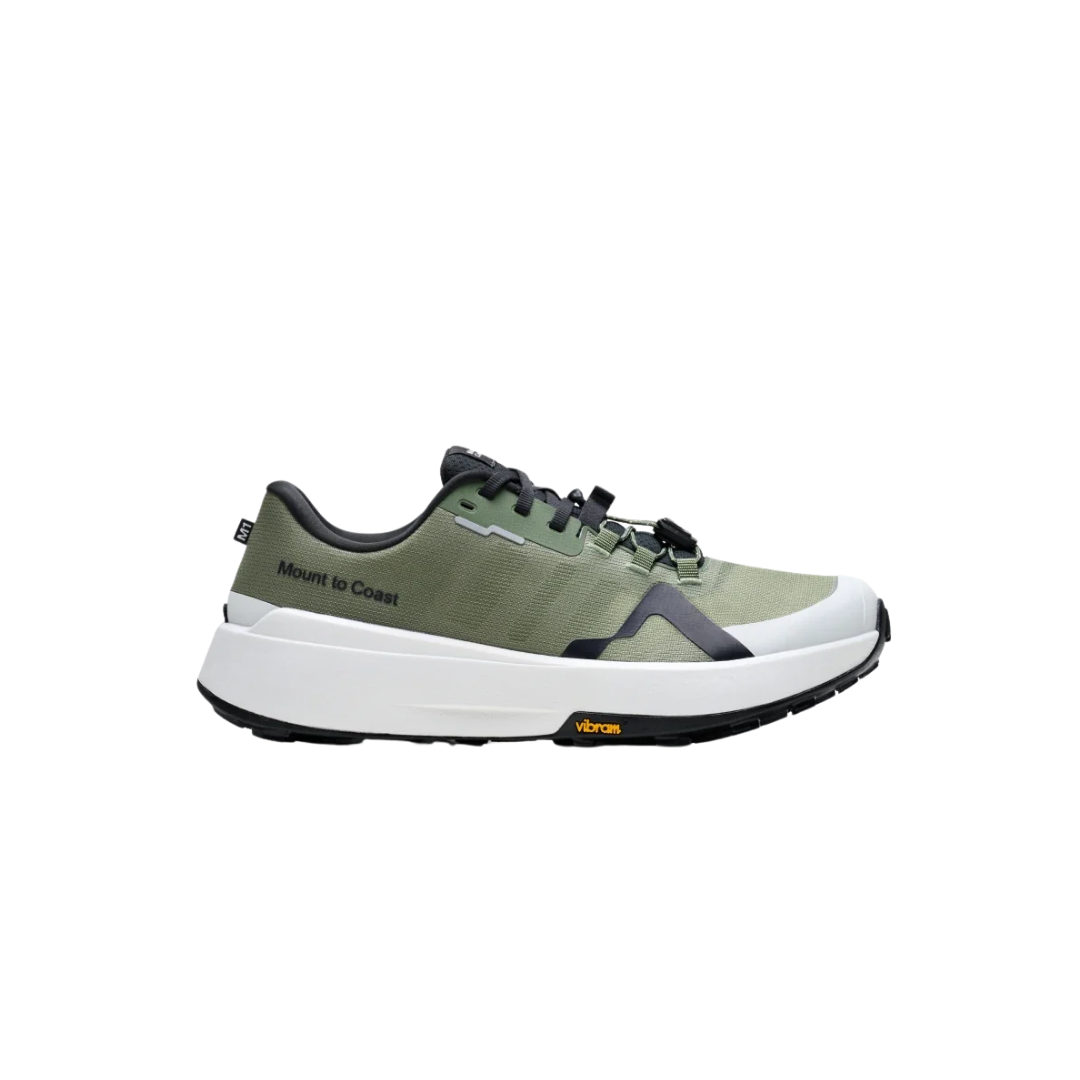 Mount to Coast M M1 trail running shoes in Moss with Vibram outsole and JETCELL midsole