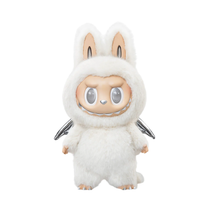 Pop Mart Labubu The Monster Zimomo Angel In Clouds Vinyl Doll – limited edition collectible designer toy, Labubu x Zimomo collaboration, detailed vinyl face doll with angelic theme