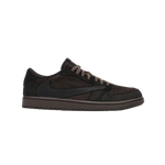 Air Jordan 1 Retro Low OG SP Travis Scott Velvet Brown – limited edition low-top sneakers featuring premium velvet brown suede and leather upper, reversed Swoosh logo, Travis Scott collaboration, perforated toe box, vintage-inspired basketball silhouette, exclusive streetwear style