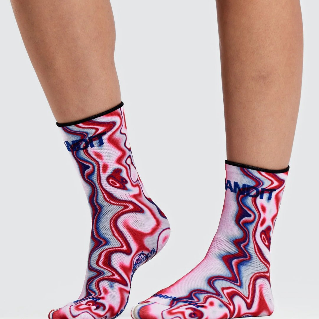 Bandit Lite Run Quarter Sock Melted Stripe Gradient – worn