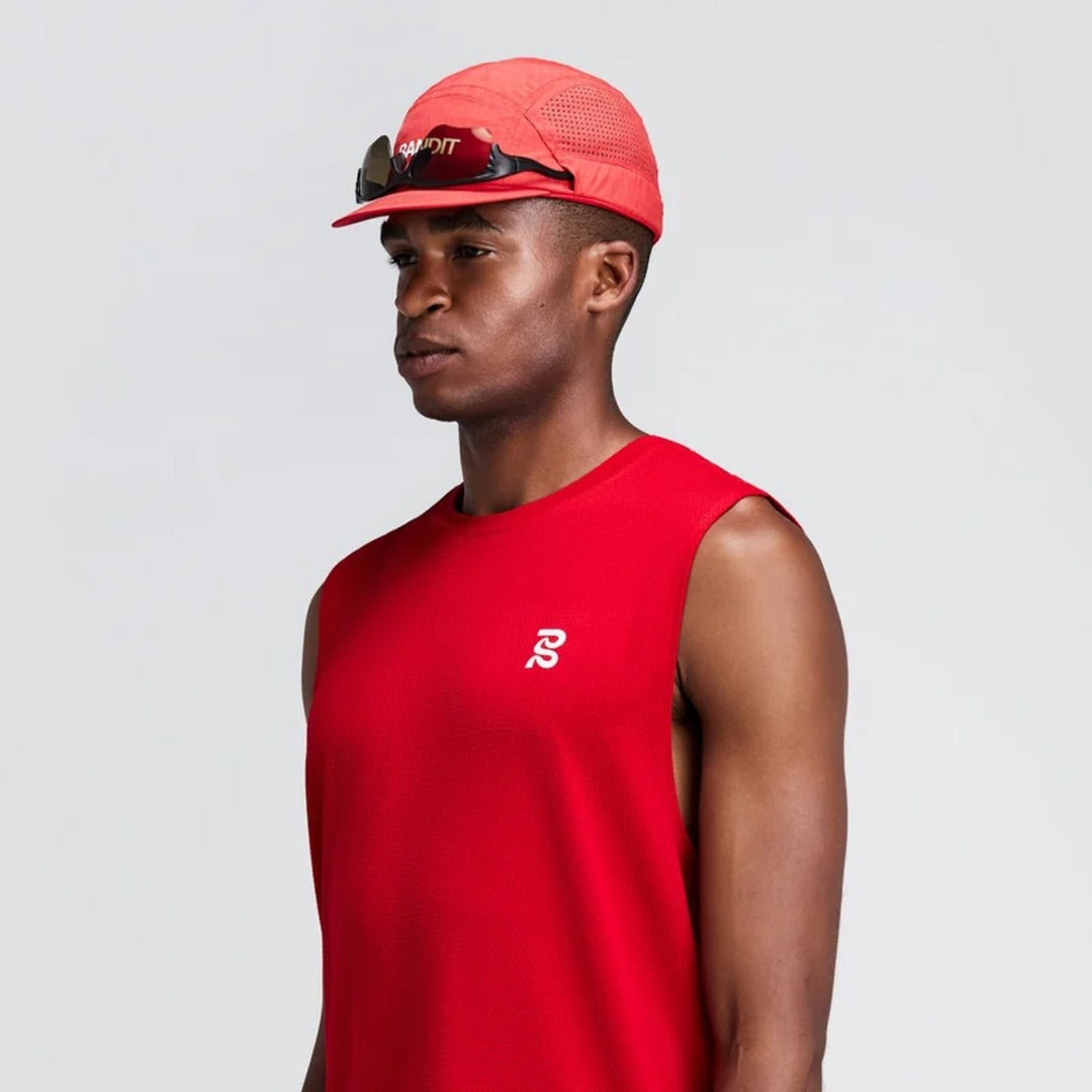 Bandit Nylon Run Hat with Sunglasses Holder Oxide Red – worn