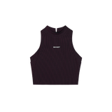 Bandit W Striped Cadence Mockneck Halter Race Crop with Seaming Detail Black/Fig Black x Fig