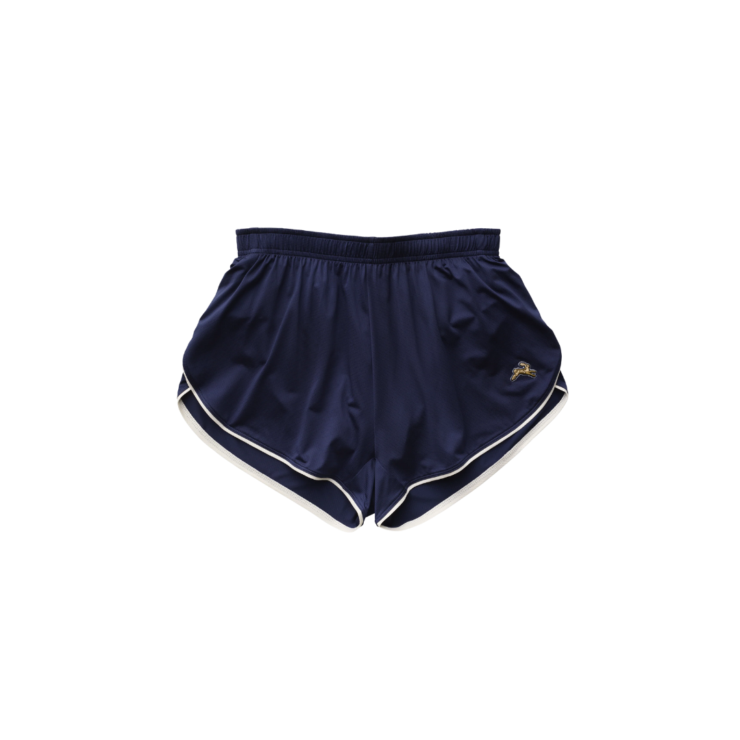 Tracksmith Women's Twilight Split Shorts in Navy and Ivory