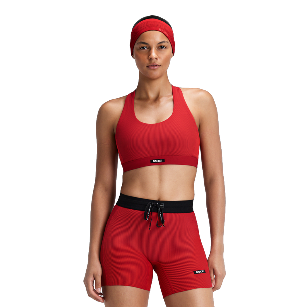 Bandit Women's Striped Cadence T-Back Run Bra Oxide Red – view 2