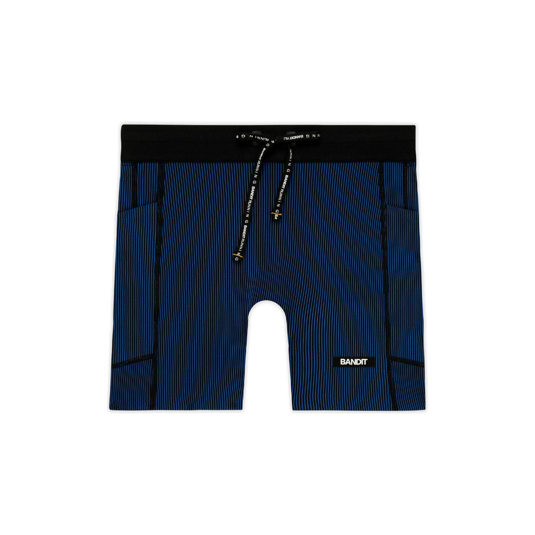 Bandit Women's Striped Cadence 5in Compression Shorts Black Bauhaus Blue