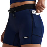 Bandit Women's Striped Cadence 5in Compression Shorts Black Bauhaus Blue – view 3