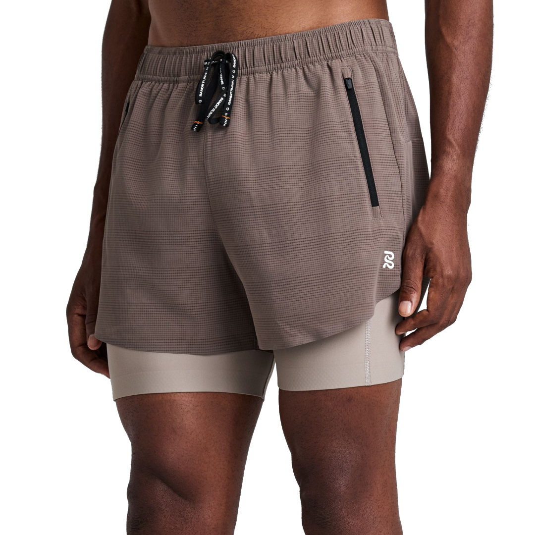 Bandit Men's CoolGrid 2-in-1 Run Shorts Cocoa – view 3