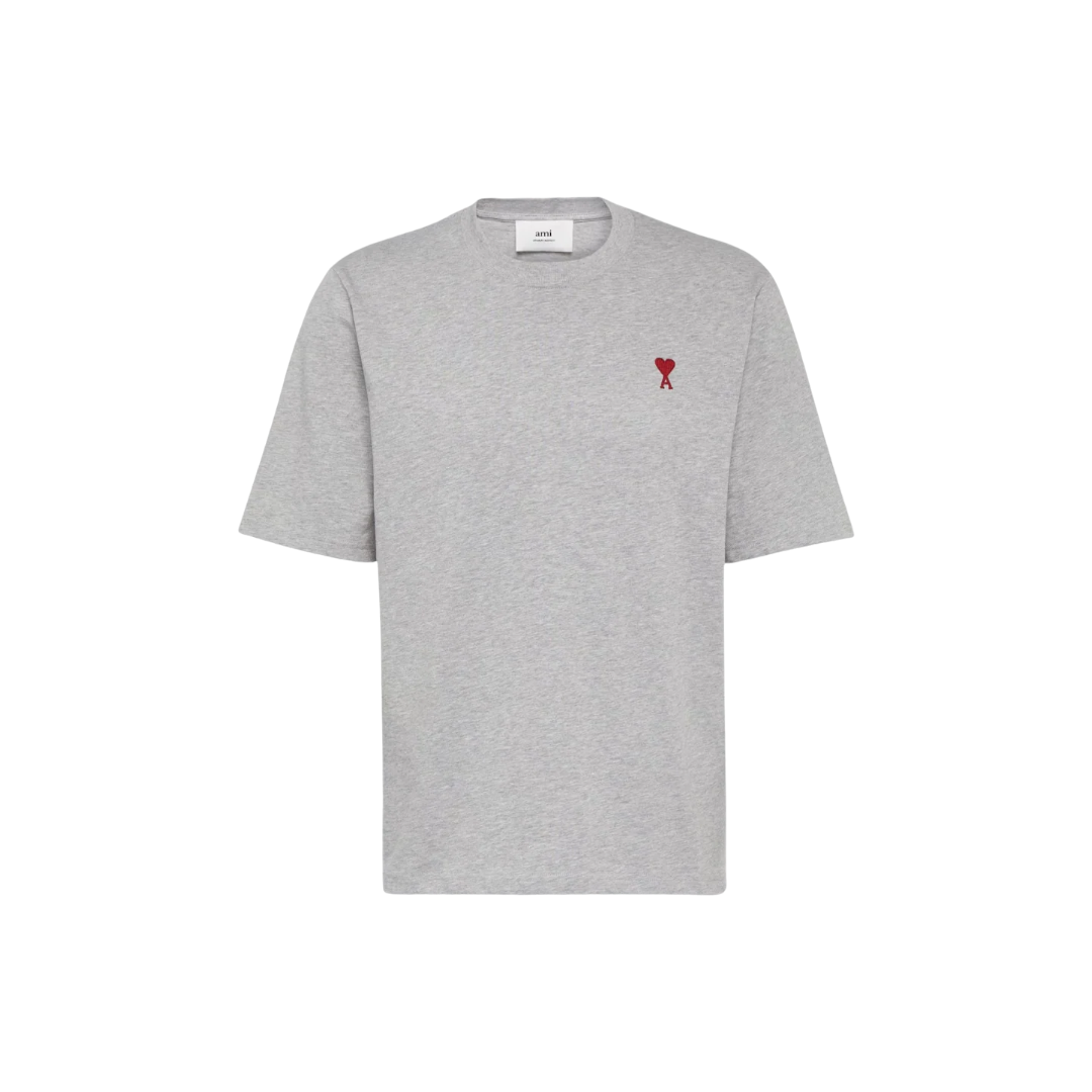 Ami Paris Small Red Ami De Coeur Tee Grey t-shirt