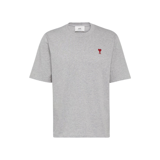 Ami Paris Small Red Ami De Coeur Tee Grey