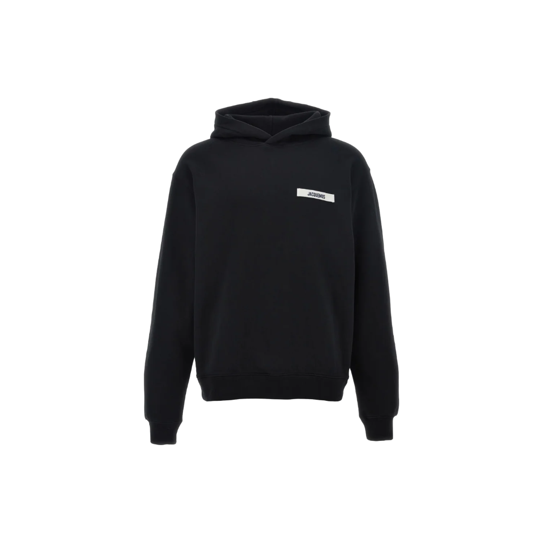 Jacquemus Typo Drawstring Black Hoodie