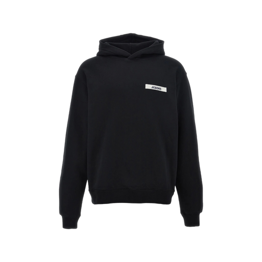 Jacquemus Typo Drawstring Black Hoodie