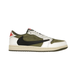 Air Jordan 1 Retro Low OG SP Travis Scott Medium Olive – limited edition Nike sneaker with reverse Swoosh, Travis Scott collaboration, olive green and black colorway, hyped streetwear shoes