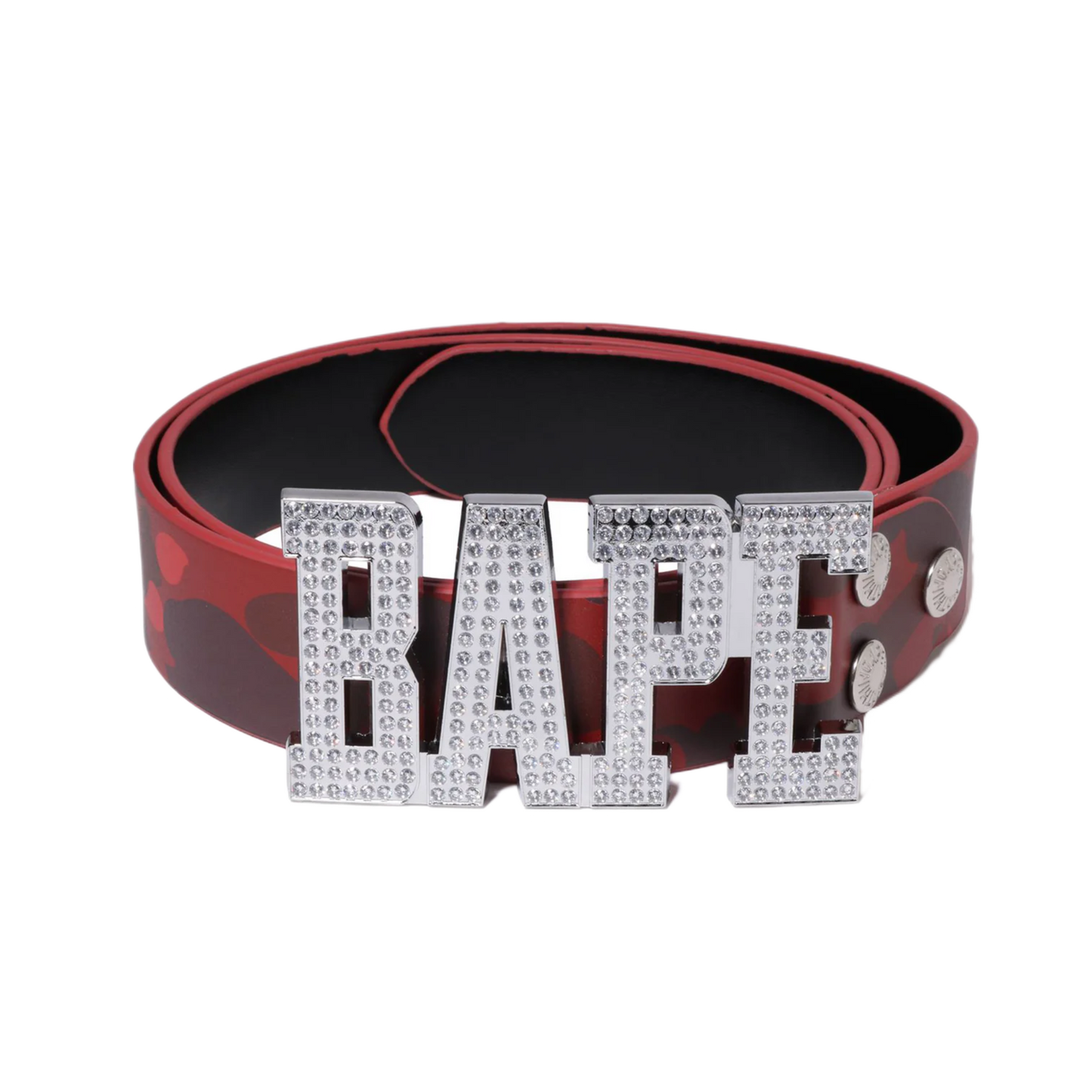 COLOR CAMO BAPE LEATHER BELT RED