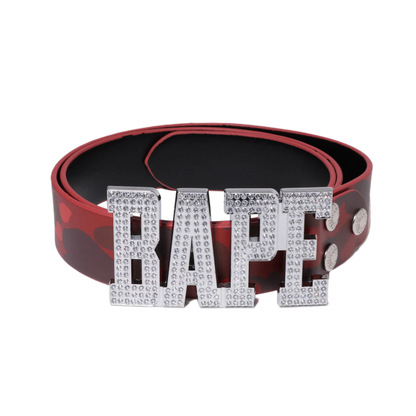 COLOR CAMO BAPE LEATHER BELT RED