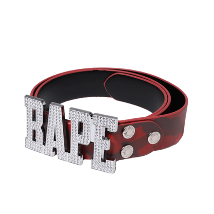 COLOR CAMO BAPE LEATHER BELT RED